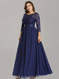 Custom Size See-Through Maxi Lace Prom Evening Dress with Half Sleeve Mother of the Bride Gowns