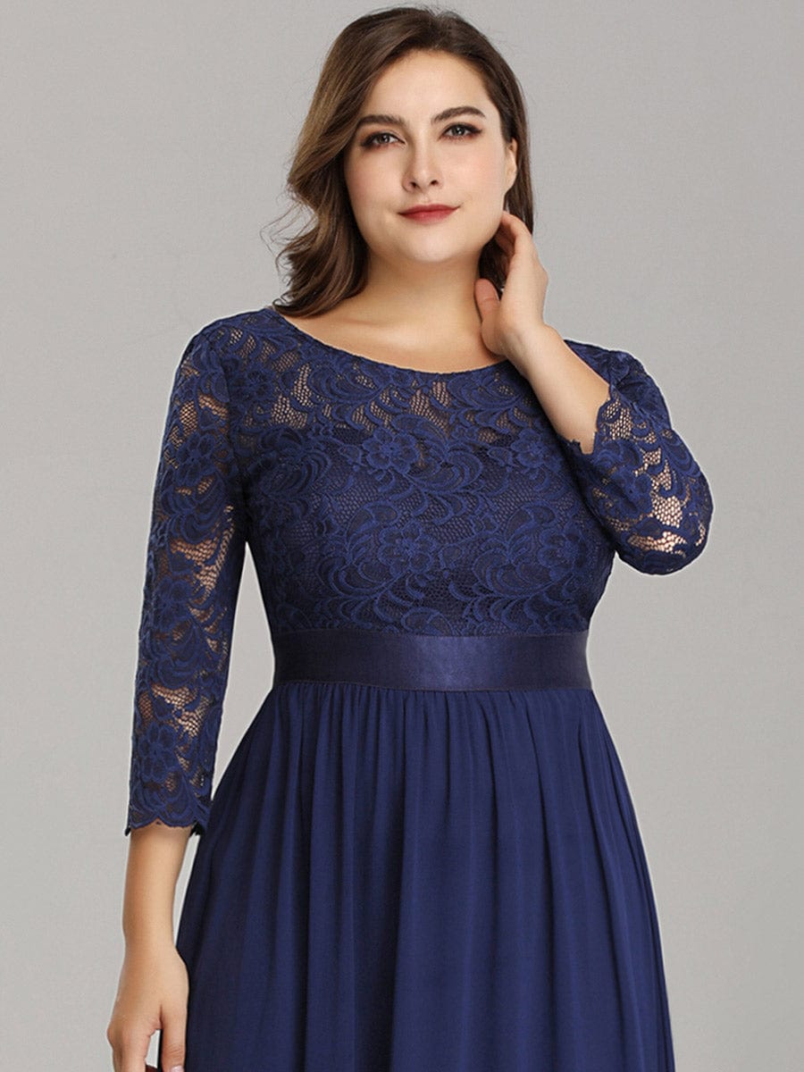 Custom Size See-Through Maxi Lace Prom Evening Dress with Half Sleeve Mother of the Bride Gowns