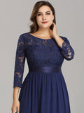 Custom Size See-Through Maxi Lace Prom Evening Dress with Half Sleeve Mother of the Bride Gowns