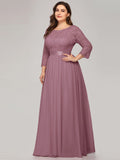 Custom Size See-Through Maxi Lace Prom Evening Dress with Half Sleeve Mother of the Bride Gowns