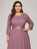 Custom Size See-Through Maxi Lace Prom Evening Dress with Half Sleeve Mother of the Bride Gowns