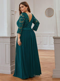 Custom Size See-Through Maxi Lace Prom Evening Dress with Half Sleeve Mother of the Bride Gowns