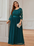 Custom Size See-Through Maxi Lace Prom Evening Dress with Half Sleeve Mother of the Bride Gowns