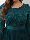 Custom Size See-Through Maxi Lace Prom Evening Dress with Half Sleeve Mother of the Bride Gowns