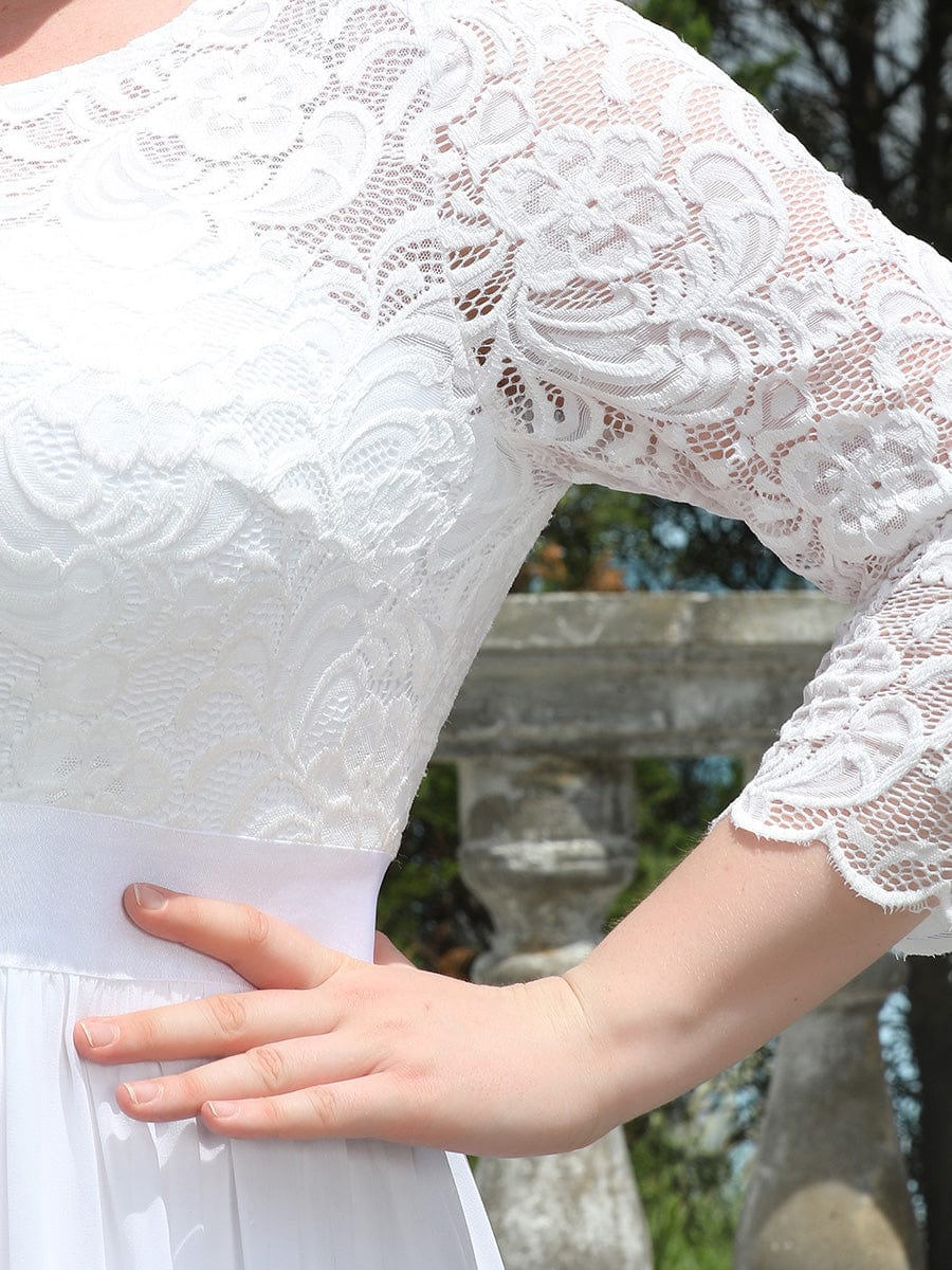 Custom Size See-Through Maxi Lace Prom Evening Dress with Half Sleeve Mother of the Bride Gowns