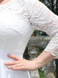 Custom Size See-Through Maxi Lace Prom Evening Dress with Half Sleeve Mother of the Bride Gowns
