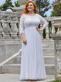 Custom Size See-Through Maxi Lace Prom Evening Dress with Half Sleeve Mother of the Bride Gowns