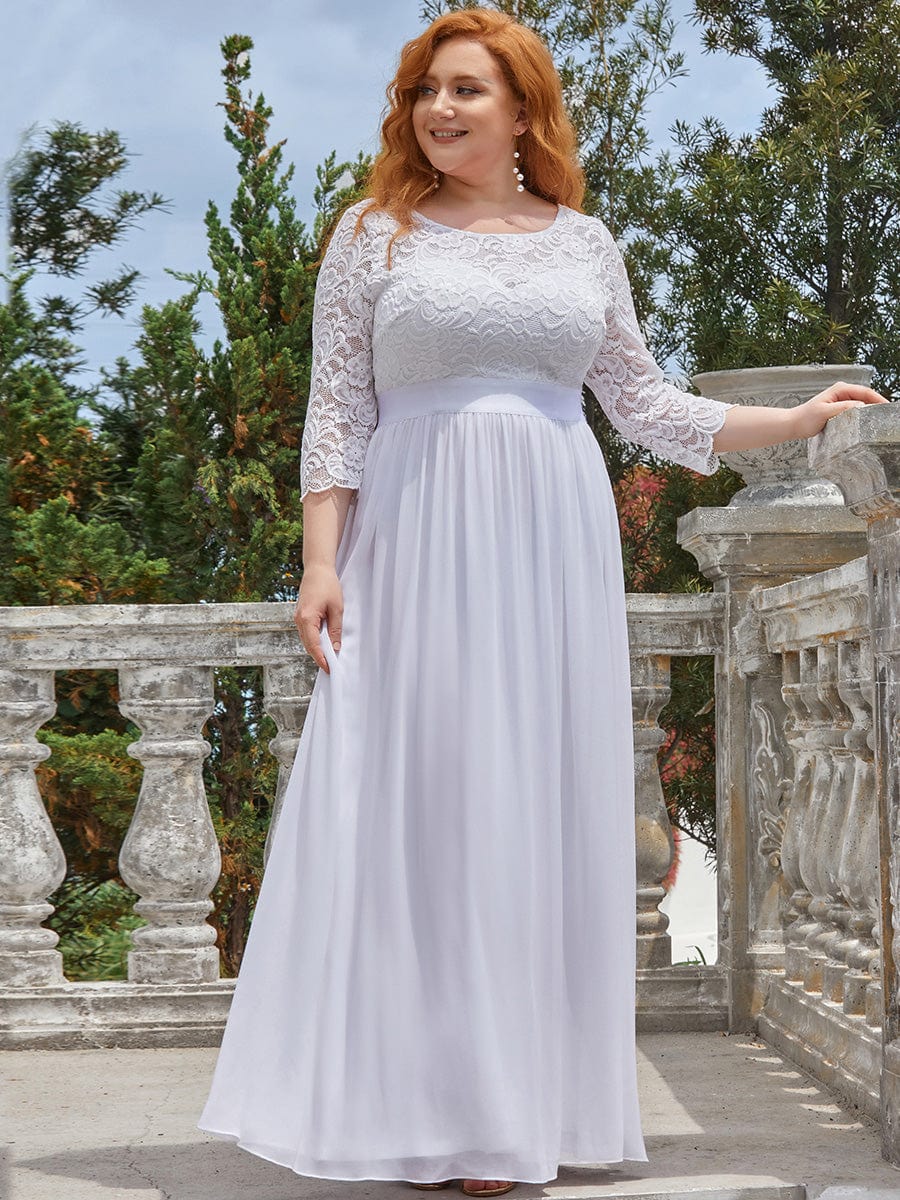 Custom Size See-Through Maxi Lace Prom Evening Dress with Half Sleeve Mother of the Bride Gowns