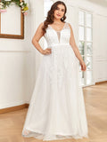 Maxi Langes Elegantes Ätherisches Tüll Brautkleid mit Spitze Brautkleider Weiß Elfenbein Kleider