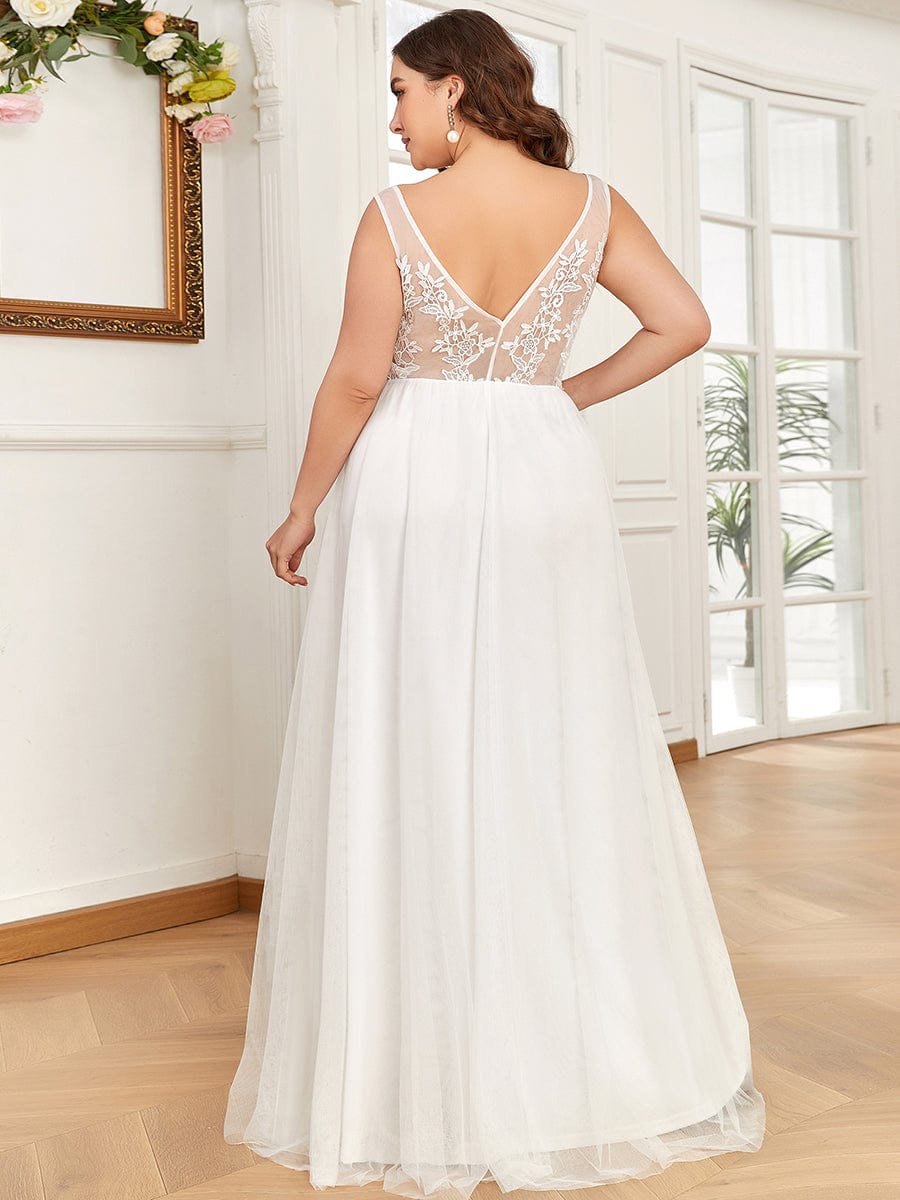 Maxi Langes Elegantes Ätherisches Tüll Brautkleid mit Spitze Brautkleider Weiß Elfenbein Kleider