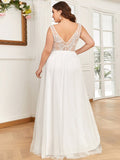 Maxi Langes Elegantes Ätherisches Tüll Brautkleid mit Spitze Brautkleider Weiß Elfenbein Kleider