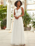 Maxi Langes Elegantes Ätherisches Tüll Brautkleid mit Spitze Brautkleider Weiß Elfenbein Kleider