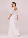 Elegant Cold Shoulder Flutter Sleeves Flowy Bridesmaid Dress Women's Formal Evening Dresses