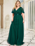 Vestido de dama de honor de tul con escote en V doble, largo hasta el suelo, manga corta, talla personalizada, vestido formal de noche