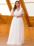 Vestido de dama de honor de tul con escote en V doble, largo hasta el suelo, manga corta, talla personalizada, vestido formal de noche
