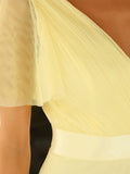 Vestido de dama de honor de tul con escote en V doble, largo hasta el suelo, manga corta, talla personalizada, vestido formal de noche