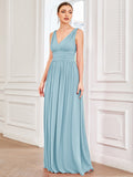 Custom Size Chiffon Sleeveless V-Neck Maxi Bridesmaid Dress Formal Evening Dresses