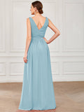 Custom Size Chiffon Sleeveless V-Neck Maxi Bridesmaid Dress Formal Evening Dresses