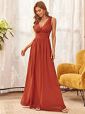Elegantes ärmelloses halbformelles Chiffon-Maxikleid mit V-Ausschnitt, Abend- und Ballkleider