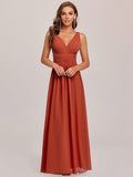 Elegantes ärmelloses halbformelles Chiffon-Maxikleid mit V-Ausschnitt, Abend- und Ballkleider