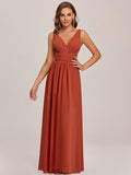 Elegantes ärmelloses halbformelles Chiffon-Maxikleid mit V-Ausschnitt, Abend- und Ballkleider