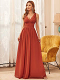 Elegantes ärmelloses halbformelles Chiffon-Maxikleid mit V-Ausschnitt, Abend- und Ballkleider