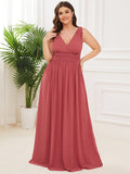 Elegantes ärmelloses halbformelles Chiffon-Maxikleid mit V-Ausschnitt, Abend- und Ballkleider