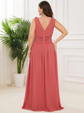 Custom Size Chiffon Sleeveless V-Neck Maxi Bridesmaid Dress Formal Evening Dresses