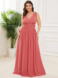 Custom Size Chiffon Sleeveless V-Neck Maxi Bridesmaid Dress Formal Evening Dresses