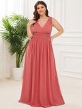 Custom Size Chiffon Sleeveless V-Neck Maxi Bridesmaid Dress Formal Evening Dresses