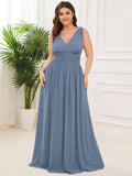 Custom Size Chiffon Sleeveless V-Neck Maxi Bridesmaid Dress Formal Evening Dresses