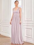 Custom Size Chiffon Sleeveless V-Neck Maxi Bridesmaid Dress Formal Evening Dresses