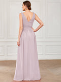 Custom Size Chiffon Sleeveless V-Neck Maxi Bridesmaid Dress Formal Evening Dresses