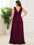 Custom Size Chiffon Sleeveless V-Neck Maxi Bridesmaid Dress Formal Evening Dresses