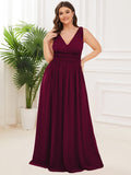 Custom Size Chiffon Sleeveless V-Neck Maxi Bridesmaid Dress Formal Evening Dresses