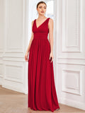 Custom Size Chiffon Sleeveless V-Neck Maxi Bridesmaid Dress Formal Evening Dresses