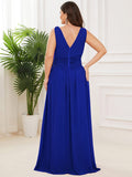 Custom Size Chiffon Sleeveless V-Neck Maxi Bridesmaid Dress Formal Evening Dresses