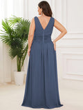 Custom Size Chiffon Sleeveless V-Neck Maxi Bridesmaid Dress Formal Evening Dresses