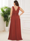 Custom Size Chiffon Sleeveless V-Neck Maxi Bridesmaid Dress Formal Evening Dresses