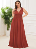 Custom Size Chiffon Sleeveless V-Neck Maxi Bridesmaid Dress Formal Evening Dresses