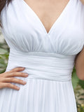 Benutzerdefinierte Größe V-Ausschnitt Ärmellos Plissee Chiffon Brautkleid Formale Abendkleider Brautkleider