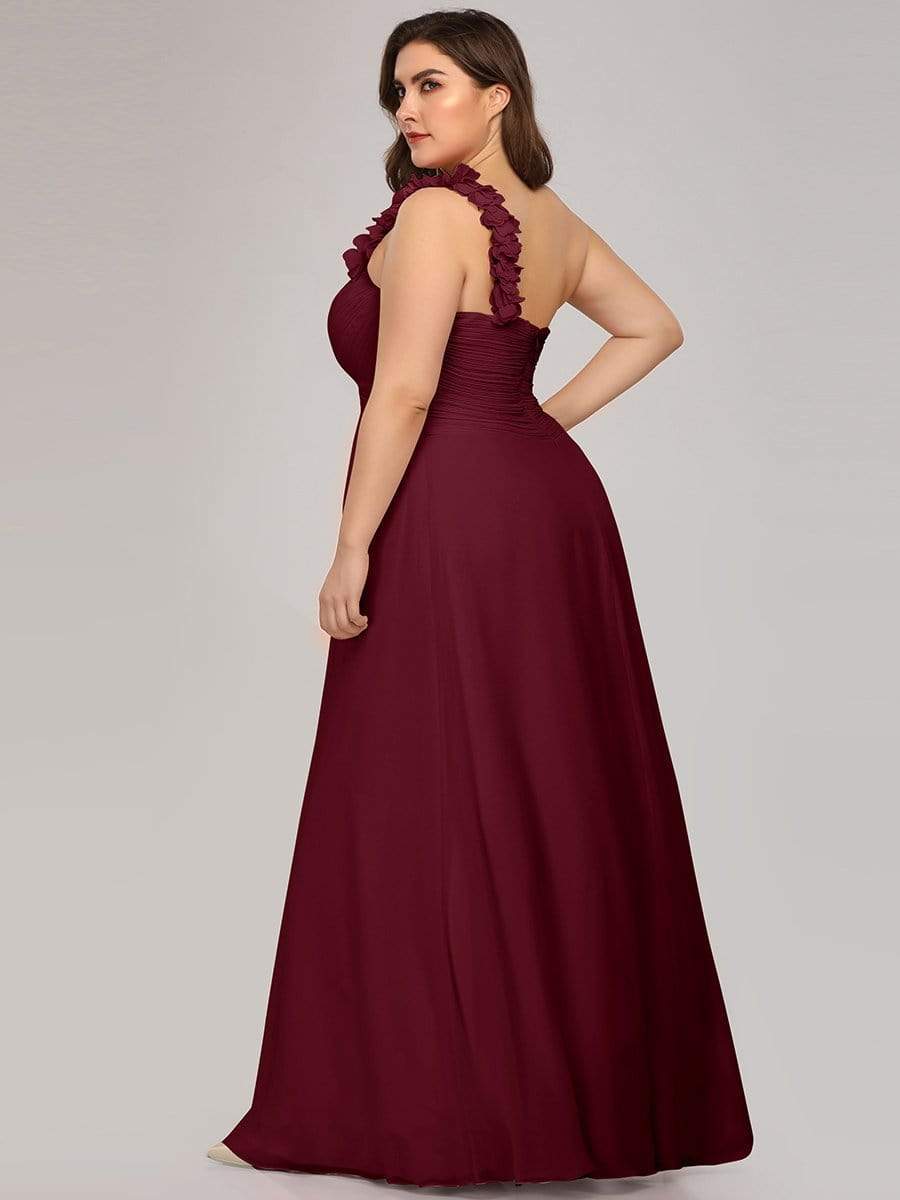 Plus Size One Shoulder Long Chiffon Bridesmaid Dress Formal Evening Dresses Gowns