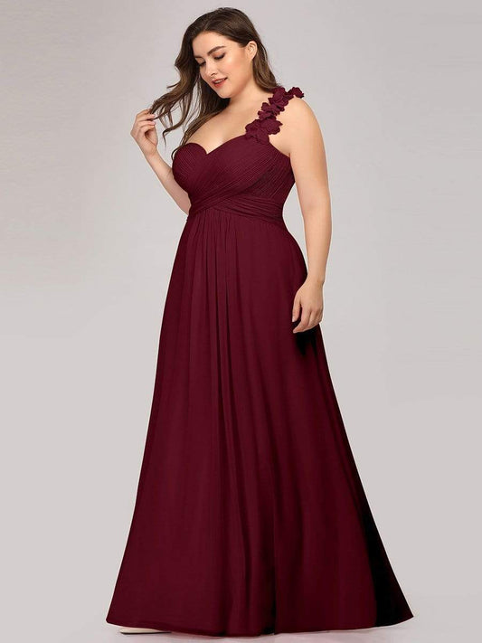 Plus Size One Shoulder Long Chiffon Bridesmaid Dress Formal Evening Dresses Gowns