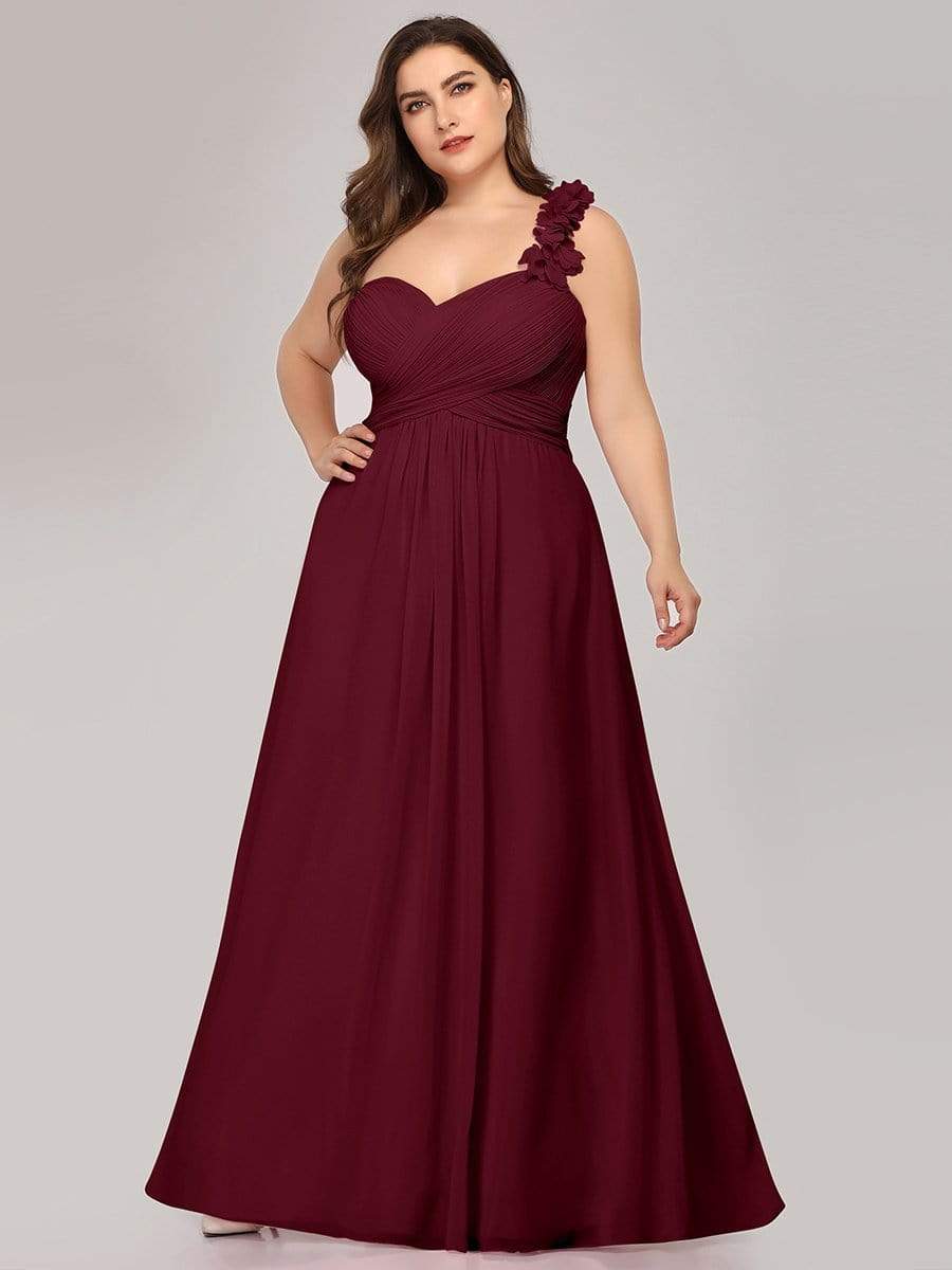 Plus Size One Shoulder Long Chiffon Bridesmaid Dress Formal Evening Dresses Gowns