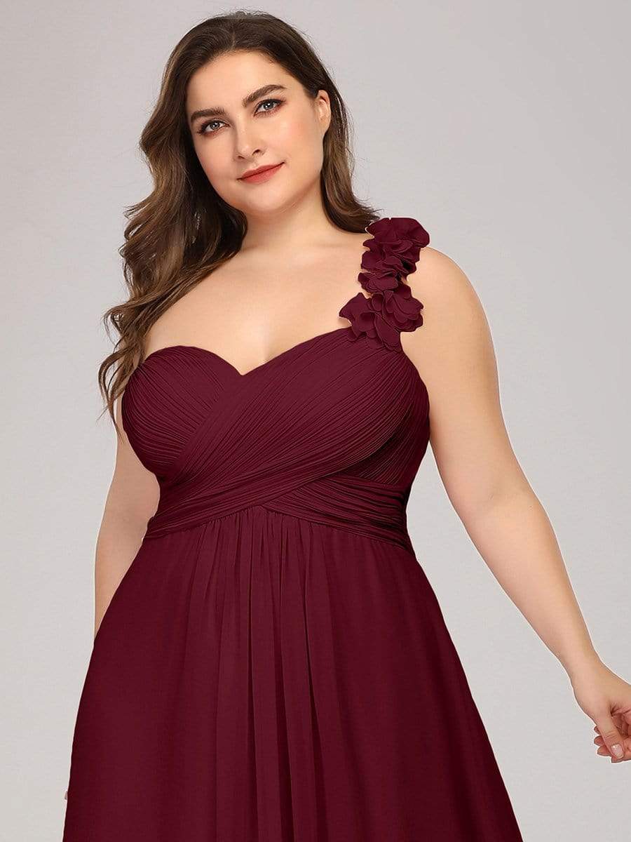 Plus Size One Shoulder Long Chiffon Bridesmaid Dress Formal Evening Dresses Gowns