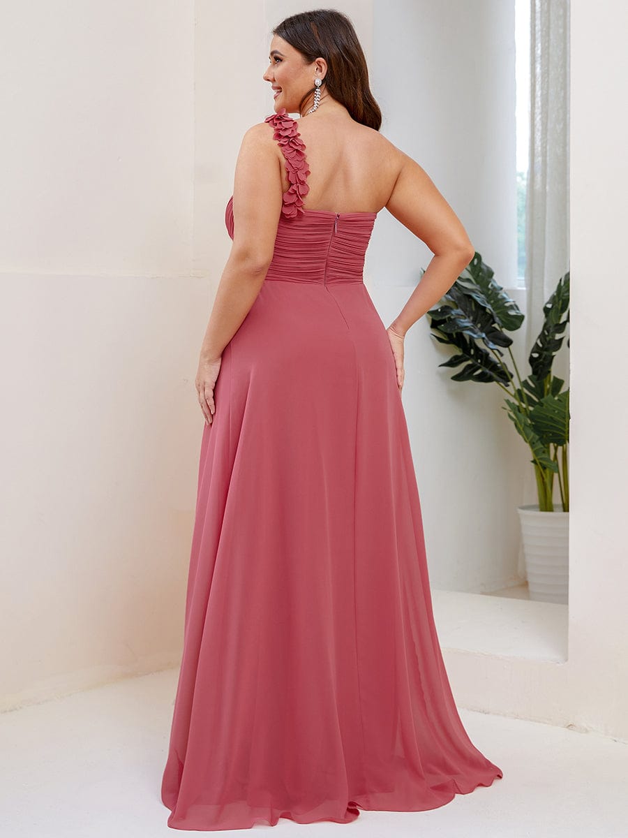 Plus Size One Shoulder Long Chiffon Bridesmaid Dress Formal Evening Dresses Gowns
