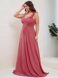 Plus Size One Shoulder Long Chiffon Bridesmaid Dress Formal Evening Dresses Gowns