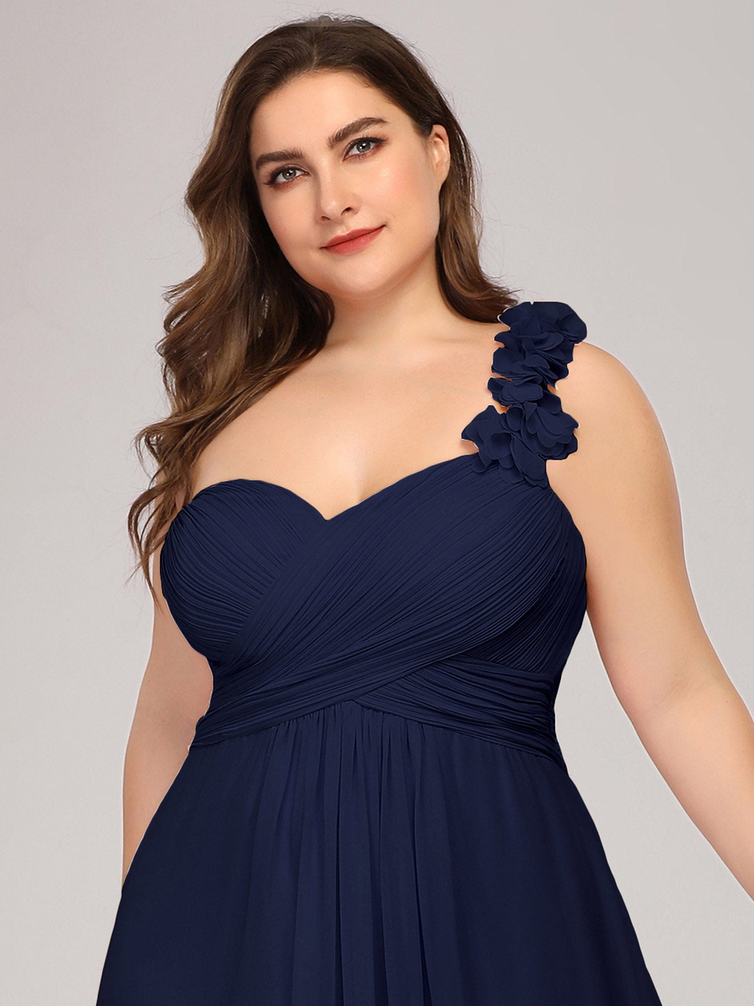 Custom Size Chiffon Sweetheart Pleated One Shoulder Bridesmaid Dress