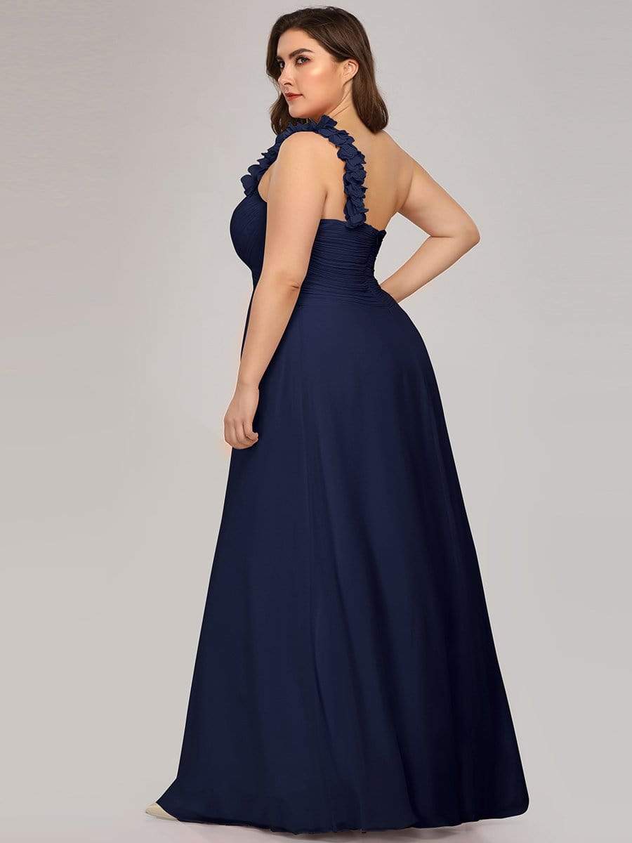 Plus Size One Shoulder Long Chiffon Bridesmaid Dress Formal Evening Dresses Gowns