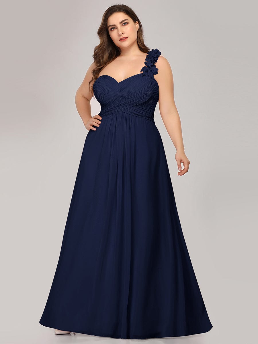 Plus Size One Shoulder Long Chiffon Bridesmaid Dress Formal Evening Dresses Gowns